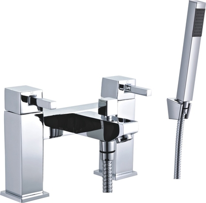 Square Bath Faucet Chrome Sliding Bar Ware Brass Sanitay Lever Double Plated With Hand Shower Mixer