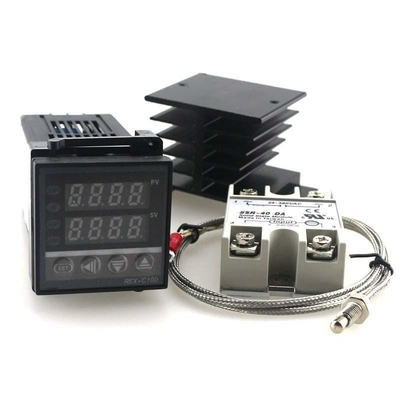 Dual Digital PID Temperature Controller Kit REX-C100 with SSR-40DA + Heatsink + 2m Quality K Probe Free DHL 1232